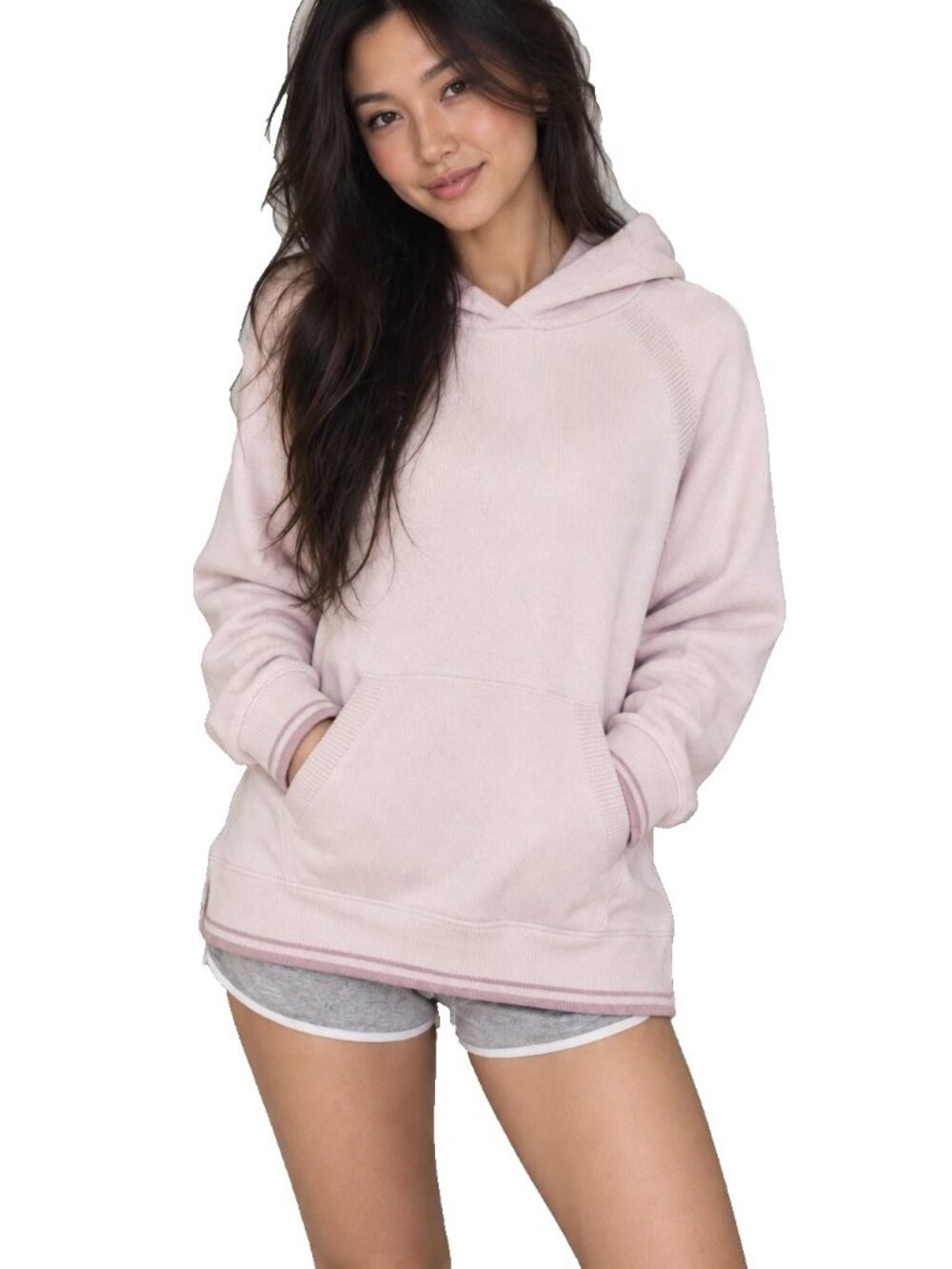 Lululemon Athletia Soothe Away Hoodie Size 8 Pink Cashmere Blend Spellout